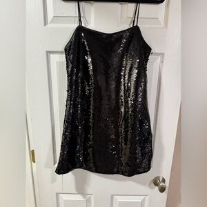 Abercrombie & Fitch Black Sequin Spaghetti Strap Party Top